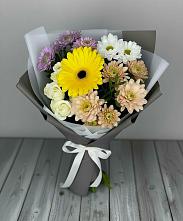 Букет цветов из:  Розы, Герберы и Хризантемы в Чегеме