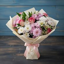 Букет цветов из:  Хризантемы, Альстромерии и Розы в Чегеме