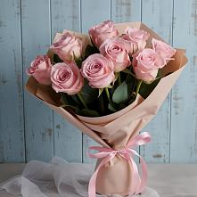9 розовых роз в Чегеме Букет цветов из:  Розы в Чегеме