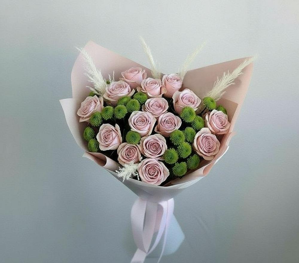 Букет доброе утро в Чегеме Букет цветов из: Розы и Хризантемы в Чегеме