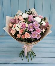 Букет цветов из:  Хризантемы, Розы и Альстромерии #REPLACE_PRED# Чегеме