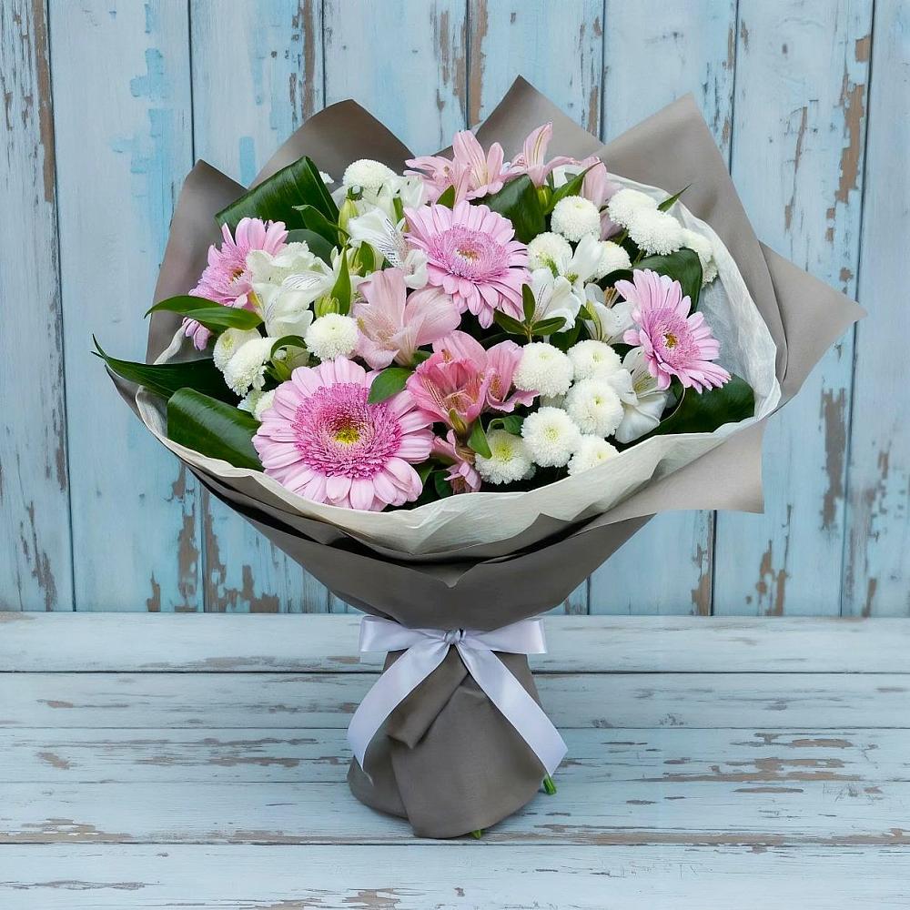 Букет цветов из: Герберы, Альстромерии и Хризантемы в Чегеме